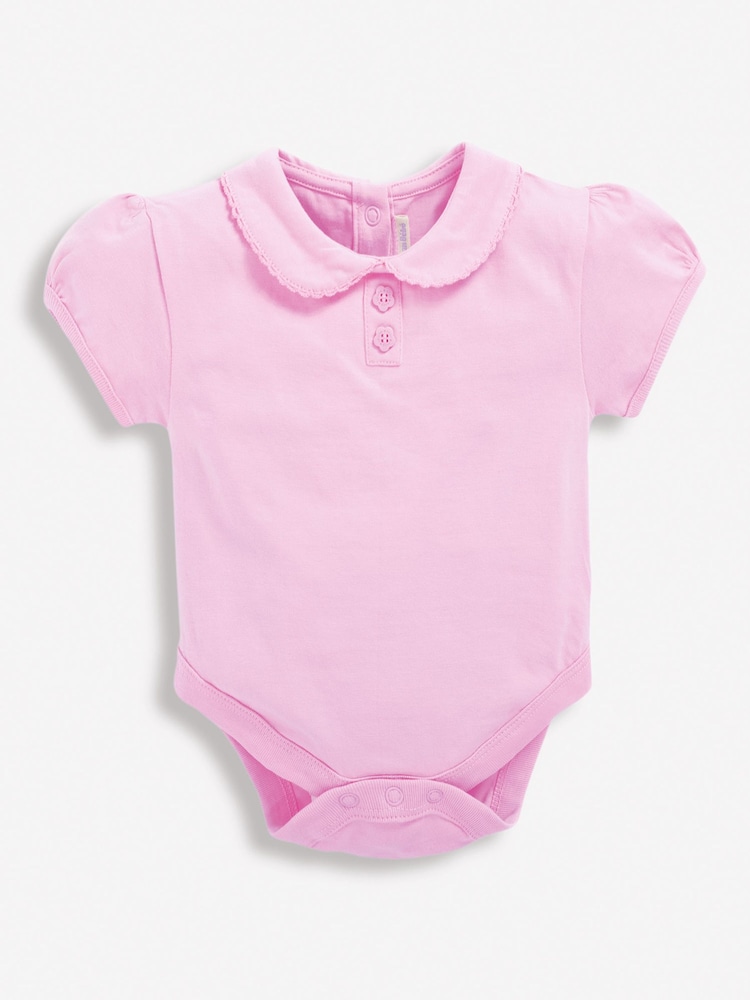 JoJo Maman Bébé Pink Plain Peter Pan Collar Baby Bodysuit - Image 1 of 1