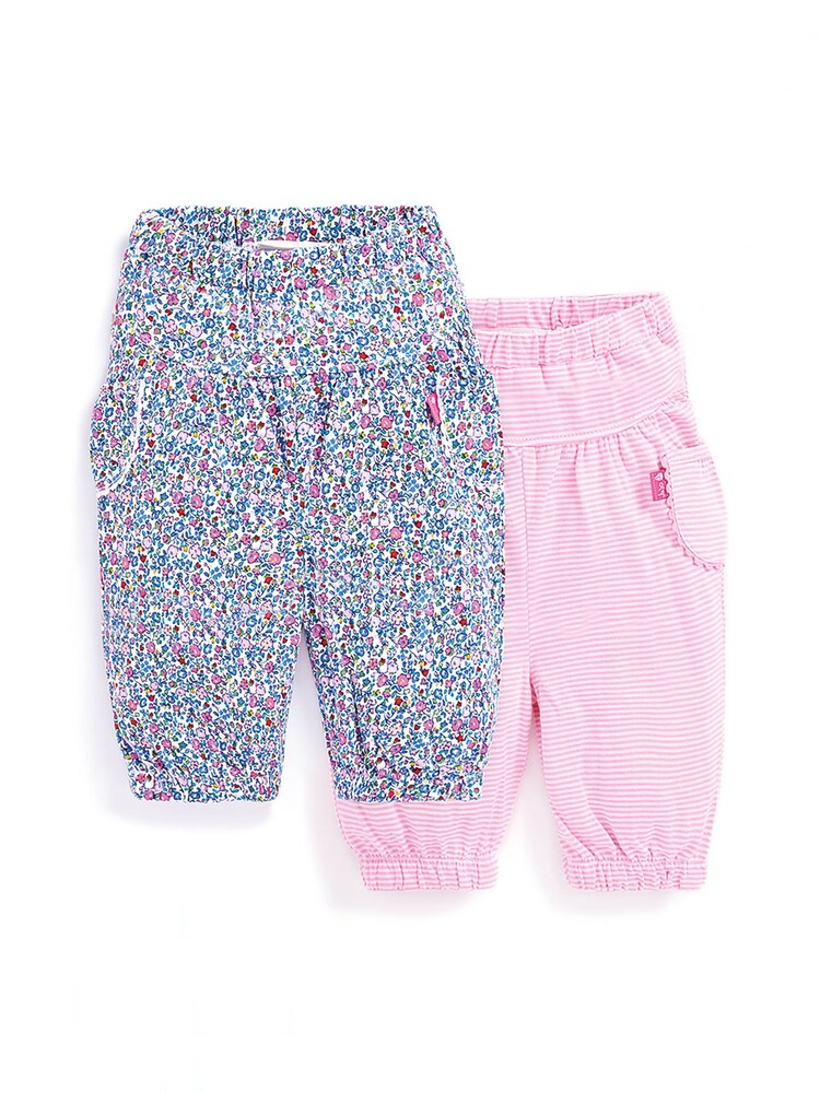 JoJo Maman Bébé Pink 2-Pack Floral Baby Trousers - Image 1 of 5 JoJo Maman Bébé Pink 2-Pack Floral Baby Trousers - Image 1 of 5