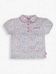 JoJo Maman Bébé Pink Summer Ditsy Floral Polo Shirt - Image 1 of 2