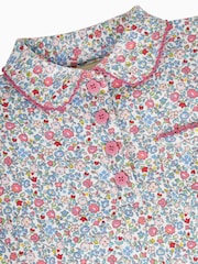 JoJo Maman Bébé Pink Summer Ditsy Floral Polo Shirt - Image 4 of 5