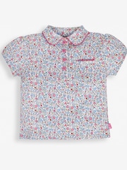 JoJo Maman Bébé Pink Summer Ditsy Floral Polo Shirt - Image 5 of 5