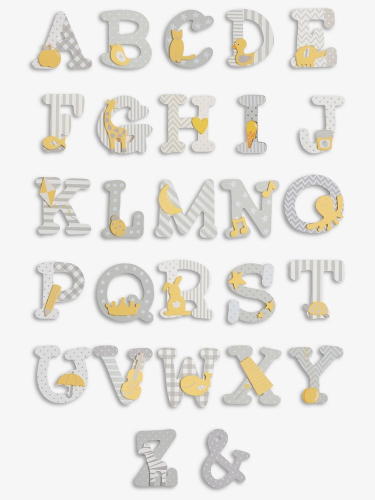 JoJo Maman Bébé Grey Wooden Letters - Image 1 of 12