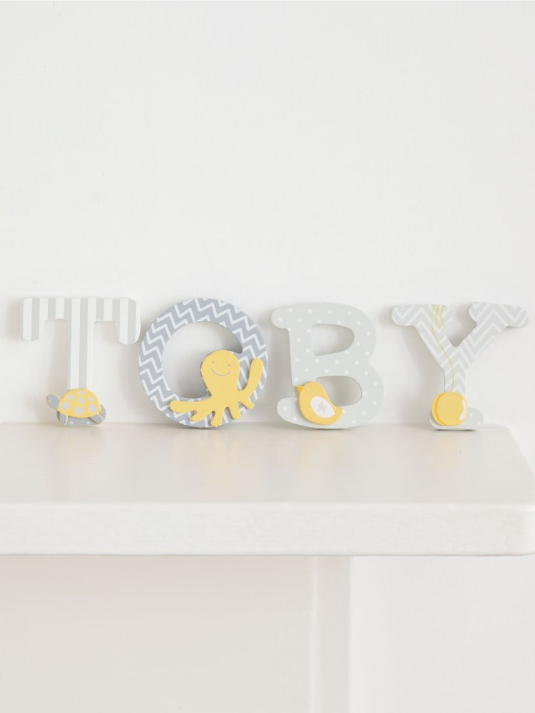 JoJo Maman Bébé Grey Wooden Letters - Image 9 of 12