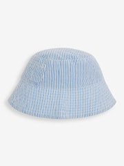JoJo Maman Bébé Blue Seersucker Stripe Sun Hat - Image 2 of 2