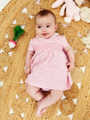 JoJo Maman Bébé Pink Ditsy Floral Smocked Jersey Dress - Image 1 of 5