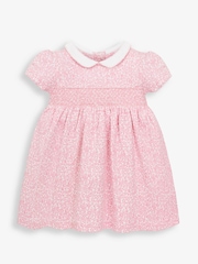 JoJo Maman Bébé Pink Ditsy Floral Smocked Jersey Dress - Image 3 of 5