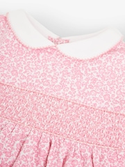JoJo Maman Bébé Pink Ditsy Floral Smocked Jersey Dress - Image 4 of 5