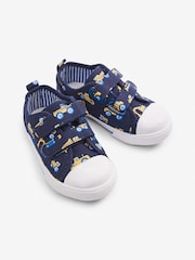 JoJo Maman Bébé Navy Digger Print Canvas Pumps - Image 1 of 7