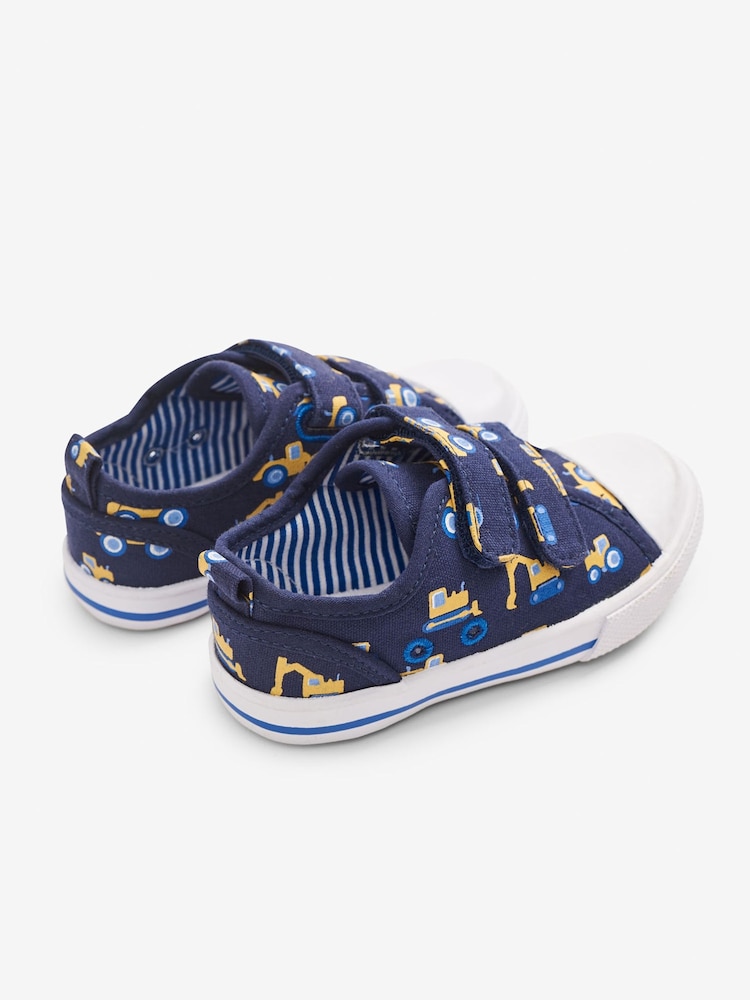 JoJo Maman Bébé Navy Digger Print Canvas Pumps - Image 2 of 7