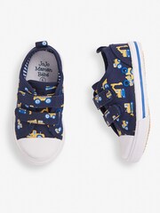 JoJo Maman Bébé Navy Digger Print Canvas Pumps - Image 3 of 7