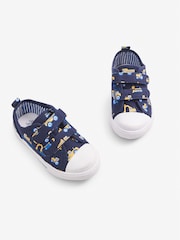 JoJo Maman Bébé Navy Digger Print Canvas Pumps - Image 4 of 7
