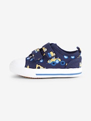 JoJo Maman Bébé Navy Digger Print Canvas Pumps - Image 5 of 7