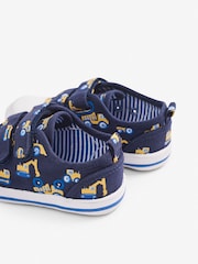 JoJo Maman Bébé Navy Digger Print Canvas Pumps - Image 6 of 7