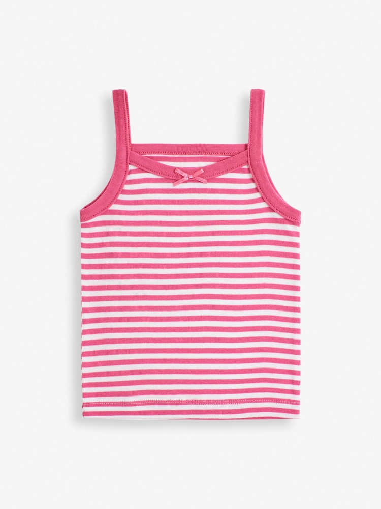 JoJo Maman Bébé Pink/Print 3-Pack Vest Set - Image 4 of 4