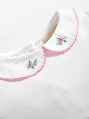 JoJo Maman Bébé White Floral Embroidered Collar Bodysuit - Image 2 of 2