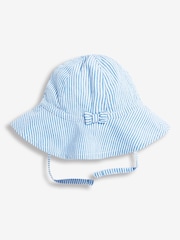 JoJo Maman Bébé Blue Seersucker Stripe Floppy Sun Hat - Image 1 of 1