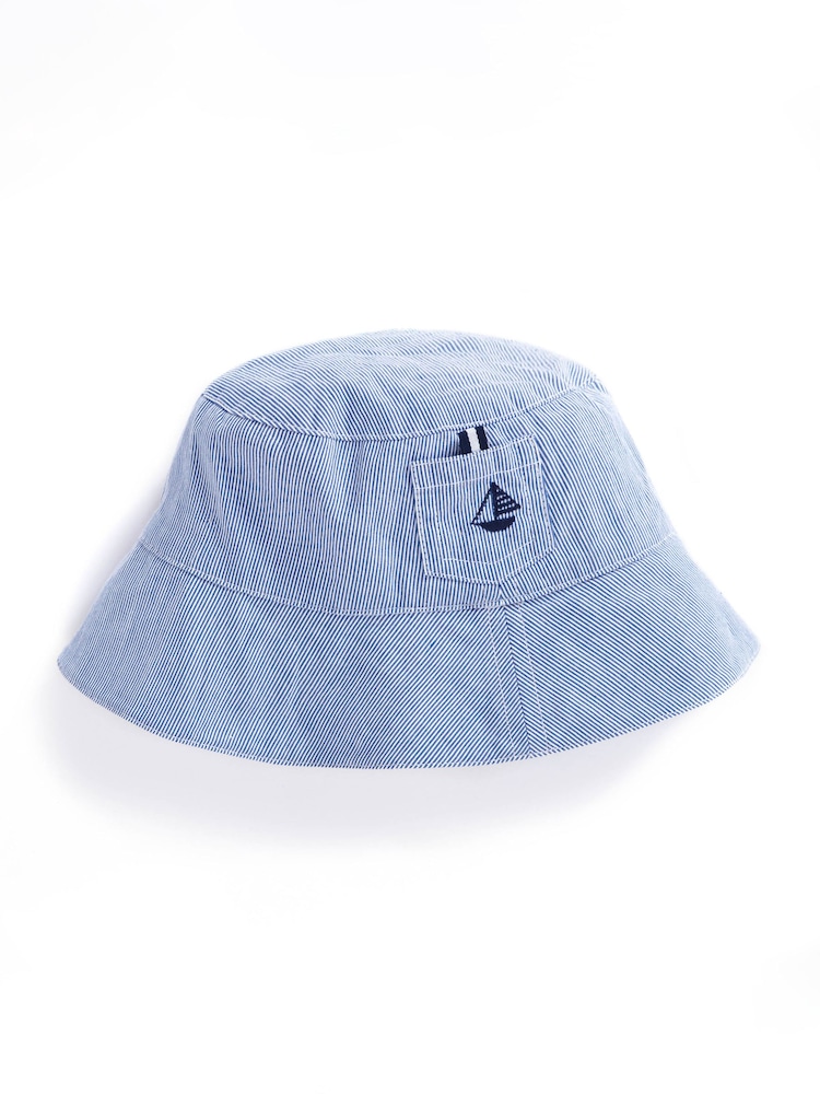JoJo Maman Bébé Blue Stripe Sun Hat - Image 1 of 3