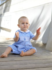 JoJo Maman Bébé Blue Nautical Smock Romper - Image 1 of 3