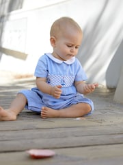 JoJo Maman Bébé Blue Nautical Smock Romper - Image 2 of 3