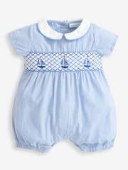 JoJo Maman Bébé Blue Nautical Smock Romper - Image 3 of 3