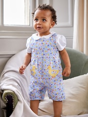 JoJo Maman Bébé White Plain Peter Pan Collar Baby Bodysuit - Image 1 of 6