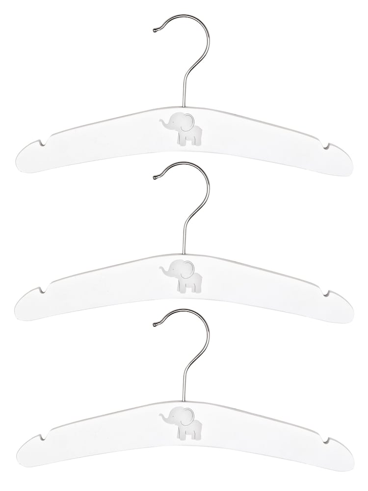JoJo Maman Bébé White 3-Pack Wooden Newborn Gift Hangers - Image 1 of 2