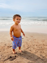 JoJo Maman Bébé Blue Crab Swim Shorts with Integral Nappy - Image 1 of 5