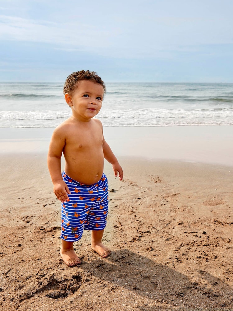 JoJo Maman Bébé Blue Crab Swim Shorts with Integral Nappy - Image 1 of 5