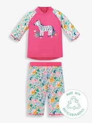 JoJo Maman Bébé Pink Safari UPF 50 2-Piece Sun Protection Suit - Image 6 of 6