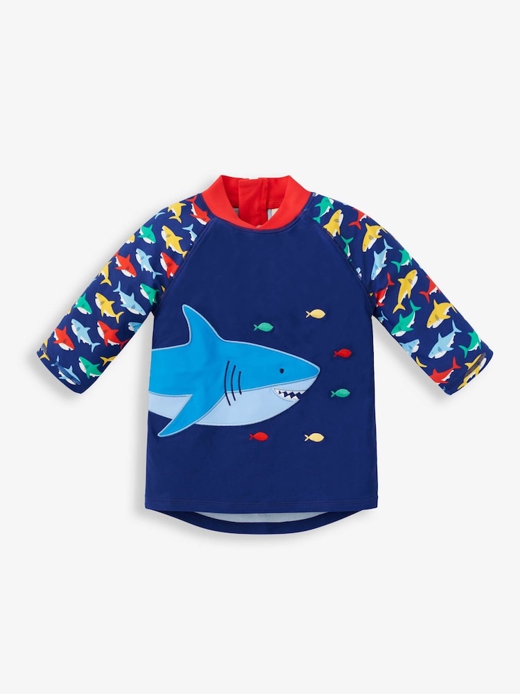Bleu marine motif requin - Jojo Maman Bébé UPF 50 2-Pieces Combinaison de protection solaire - Image 9 of 10
