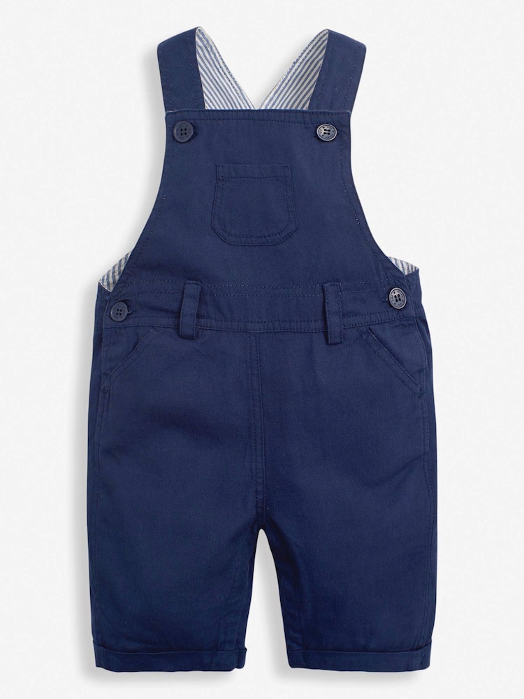 JoJo Maman Bébé Navy Woven Short Baby Dungarees - Image 1 of 5