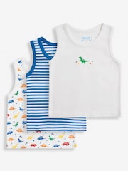 JoJo Maman Bébé Dinosaur 3-Pack Boys' Vest Set - Image 1 of 5