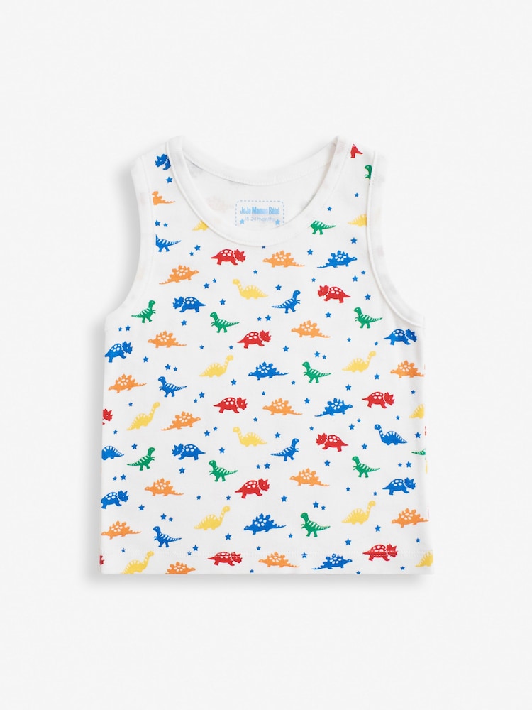 JoJo Maman Bébé Dinosaur 3-Pack Boys' Vest Set - Image 2 of 5