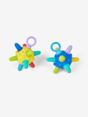 JoJo Maman Bébé Multi 2-Pack Silicone Sensory Travel Teether Balls - Image 1 of 4