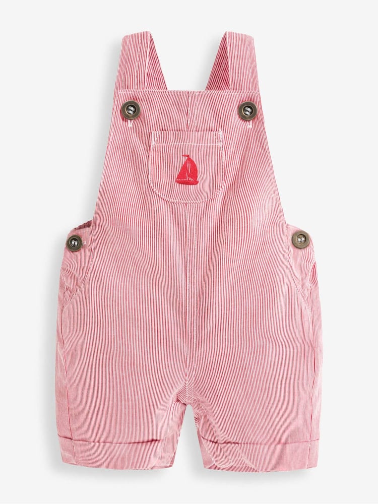 JoJo Maman Bébé Red Boat Stripe Dungarees - Image 1 of 2