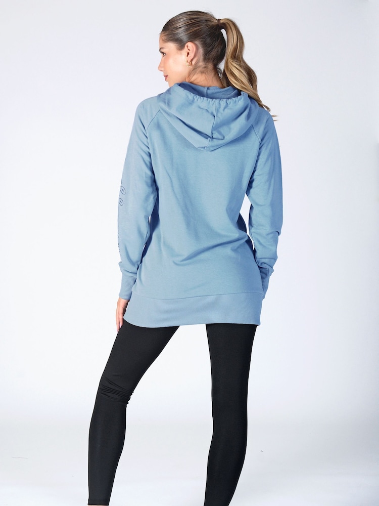 Pineapple Blue Womens Longline Hoodie - Image 2 of 5