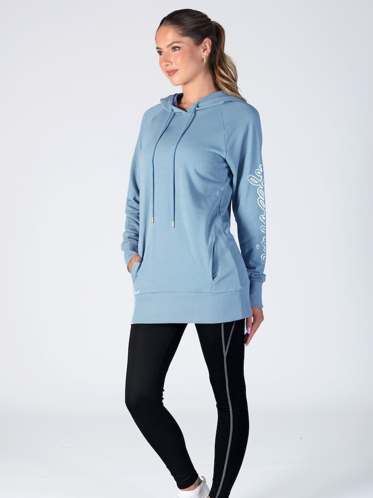 Pineapple Blue Womens Longline Hoodie - Image 4 of 5