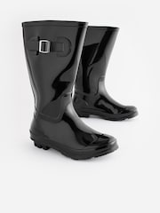Gloss Black Buckle Wellies - Image 1 of 6