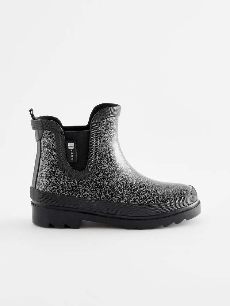 Black Glitter Chelsea Wellies - Image 2 of 5