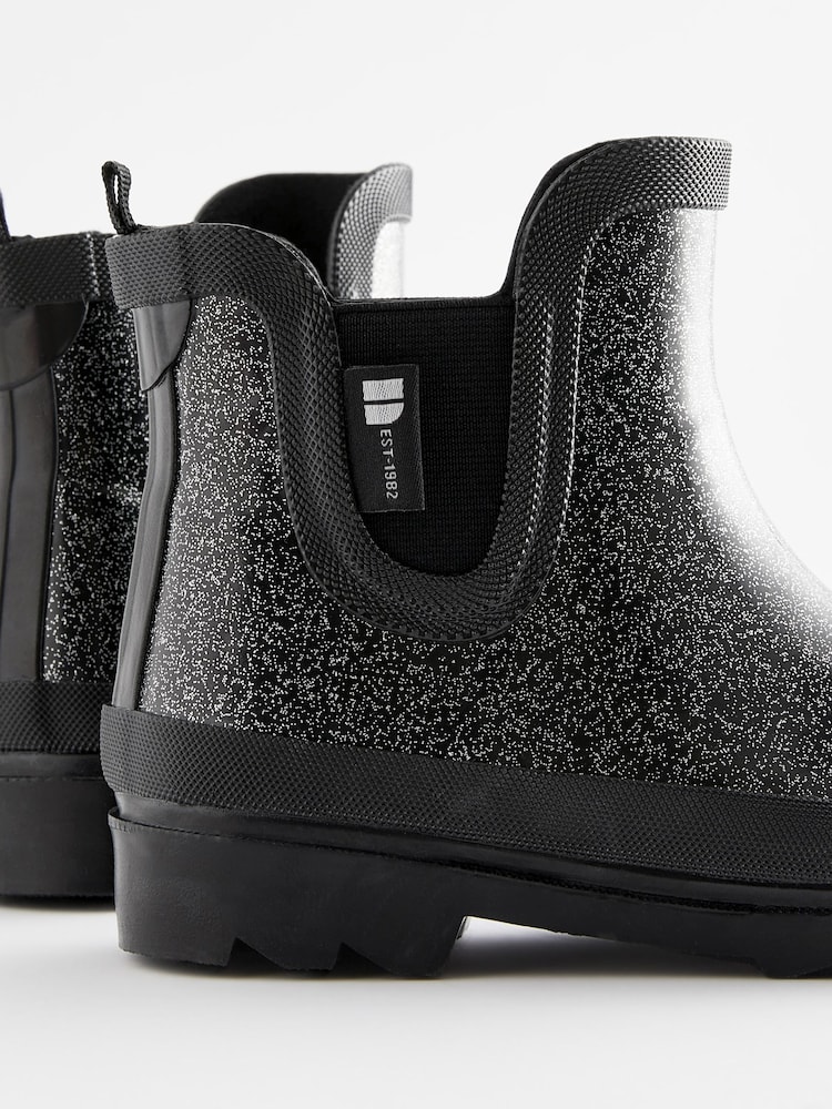 Black Glitter Chelsea Wellies - Image 5 of 5 Black Glitter Chelsea Wellies - Image 5 of 5