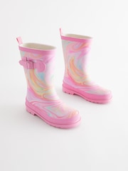 Multi Pink Marble Buckle Wellies - Image 1 of 5