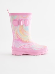 Multi Pink Marble Buckle Wellies - Image 2 of 5