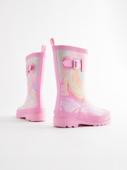 Multi Pink Marble Buckle Wellies - Image 3 of 5