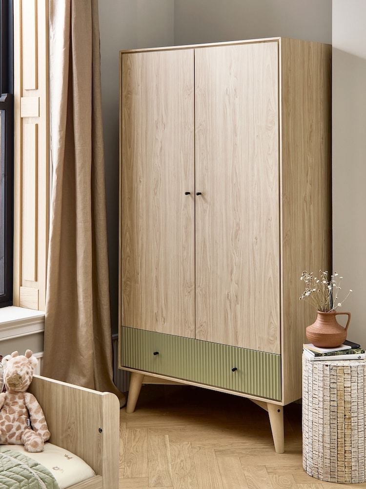 Mamas & Papas Natural Olive Green Coxley Wardrobe - Image 2 of 8