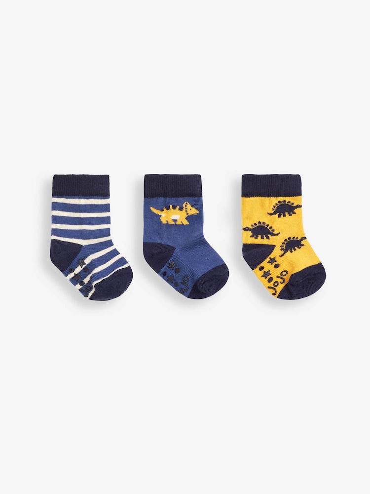 Pack de 3 pares de calcetines para niños con diseño de dinosaurio de Jojo Maman Bébé - Imagen 1 de 1