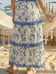 Roman White Floral Contrast Print A-Line Skirt - Image 3 of 4