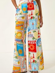 Roman Natural Sunshine Print Wide Leg Trousers - Image 3 of 5