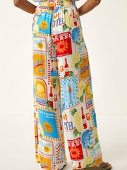 Roman Natural Sunshine Print Wide Leg Trousers - Image 4 of 5