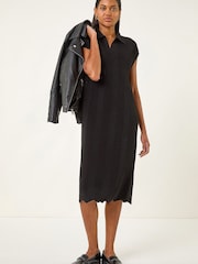 Roman Black Textured Zig Zag Knit Midi Dress - Image 3 of 5