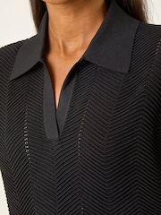 Roman Black Textured Zig Zag Knit Midi Dress - Image 5 of 5